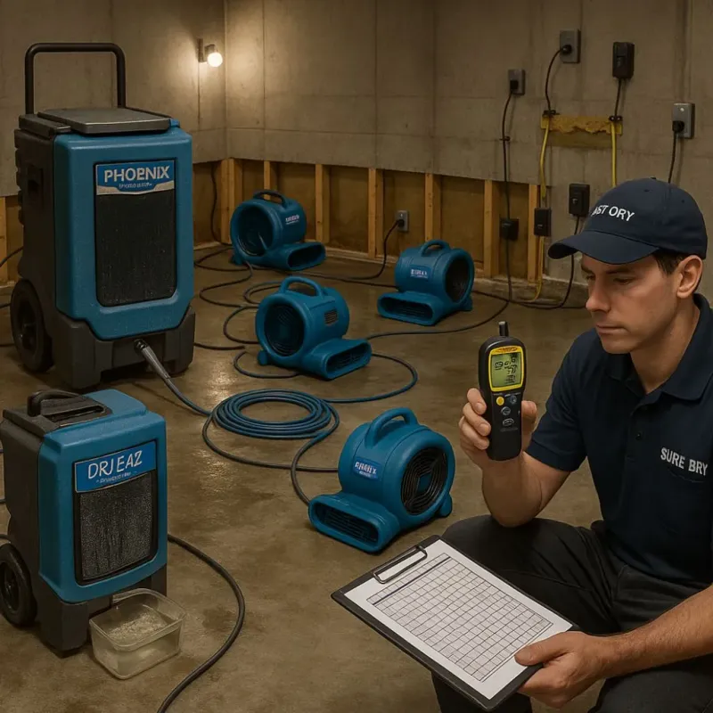 Structural Drying and Dehumidification process in West Dundee, IL